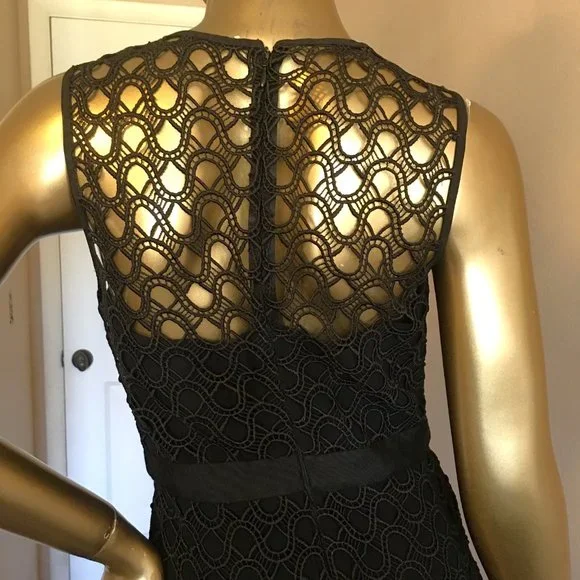 ᑕYᑎTᕼIᗩ ᖇOᗯᒪEY Sleeveless Lace-Mesh-Overlay Midi Dress - Picture 8 of 12